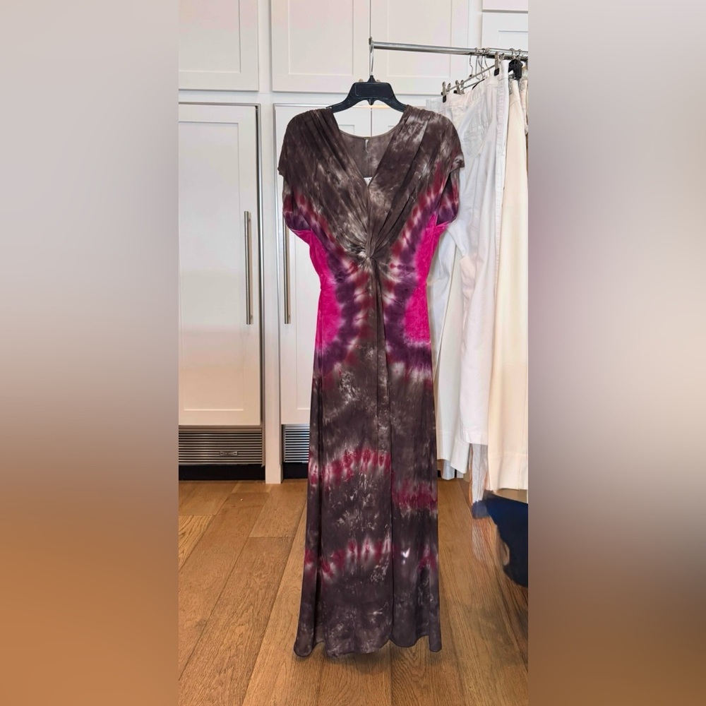 NWOT Young Fabulous & Broke Helena Boho Tie-Dye Knot Front Maxi Dress Sz SM - Picture 4 of 14